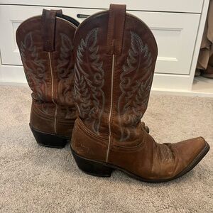 Laredo Brown and Teal Cowboy Boots - 7.5
